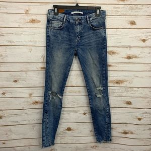 Zara Trafaluc Raw Hem Distressed Skinny Jeans